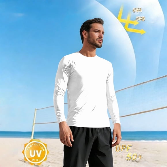 TIMIFIS Men's Long Sleeve T Shirts Crew Neck UPF 50+ Sun Protection Shirts Plus Size Quickly Dry Summer Athletic Tops