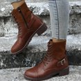 thumbnail image 3 of B91xZ Bottes Chelsea à Plateforme, Bottes de Combat Chelsea à Lacets, Marron 7.5, 3 of 5