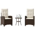 thumbnail image 1 of vidaXL 3 Piece Bistro Set with Cushions Brown Poly Rattan, 1 of 5