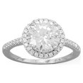 thumbnail image 1 of Precious Stars Sterling Silver Round-cut Cubic Zirconia Halo Engagement Ring, 1 of 2