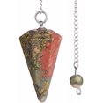 thumbnail image 1 of Angelstones Natural Unakite Gemstone Rock Crystal Hexagonal Pointed Reiki Chakra Pendant Pendulum, 1 of 2