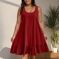 thumbnail image 2 of Sentmoon Robes de Mariage de Printemps pour Invitées pour Femmes 2026 Couleur Unie Sans Manches Col Ras du Cou Robe Maxi Bohème Coupe Ample Grande Taille pour le Quotidien et les Déplacements Bourgogne G, 2 of 9