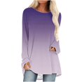 thumbnail image 2 of Wiyuqeen T-Shirts à Manches Raglan Longues pour Femmes Chic Décontracté Col Rond Chandail Doux Tendance Couleur Dégradée Chandails à Manches Longues Automne Amples Fluides Longues Tuniques, 2 of 5