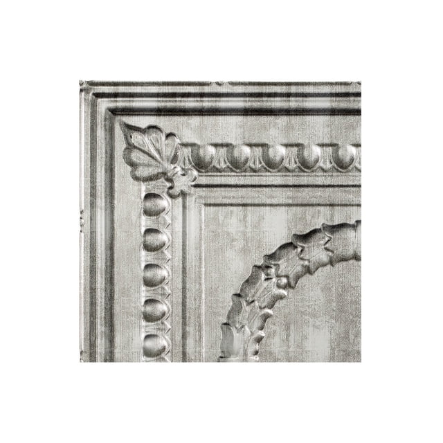 Fasade 12" x 12" Ceiling Tile Sample Rosette Crosshatch Silver