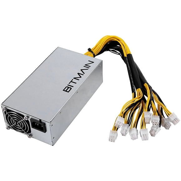 APW7 1800W Power Supply Mining PSU for Bitmain Antminer S9/L3+/A6/A7/R4/S7/E9 with 10X PCI-E 6Pin Connectors,1 x power supply with cables,silver