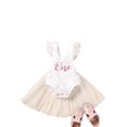 thumbnail image 2 of EYIIYE Baby Girls One-Piece Romper Lace Tutu Dress with One Letter Print, 2 of 7