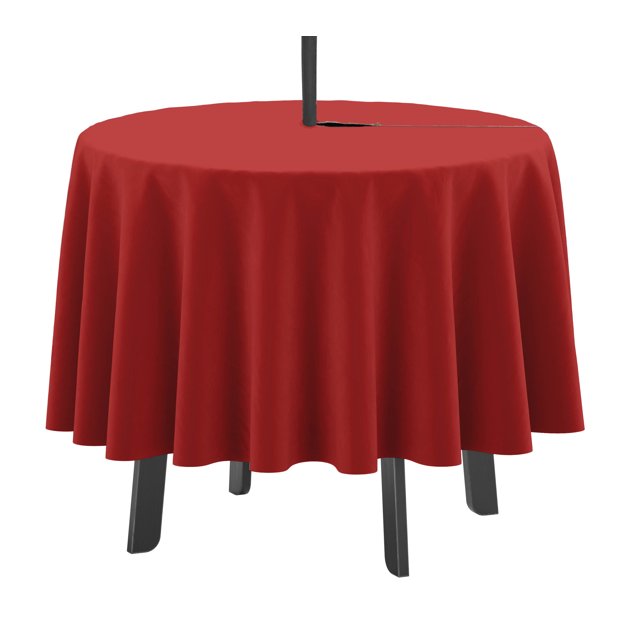 Vargottam Indoor/Outdoor Round Tablecloth 58 Inch with Umbrella, Waterproof Zippered Patio Table Cloths, Red, Spring/Summer, Circular Table/BBQs/Picnic