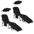 thumbnail image 1 of Gymax Ensemble de 2 Chaises Longues Pliables Réglables pour Extérieur Plage Patio avec Pare-Soleil, 1 of 10