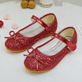 thumbnail image 2 of Wdgfv Chaussures pour Filles Chaussures de Princesse Scintillantes Talons Hauts pour Tout-Petits Mariage Fête Bal Chaussures Mignonnes Fleur Escarpins Mary Jane Rouges 7-8 Ans, 2 of 5