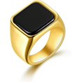thumbnail image 1 of ORUYROP Solid Stainless Steel Mens Signet Ring Setting with Black Onyx / Turquoise Classic Band Rings Gift Size 7-13, 1 of 5