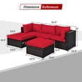thumbnail image 4 of Costway 5PCS Patio Rattan Furniture Set Sectional Conversation Set Ottoman Table Red, 4 of 10