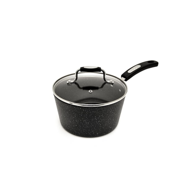 Starfrit The Rock Casserole Antiadhésive de 2,8L (3Qt) avec Couvercle, Aluminium Forgé Durable, Va au Four, Sans AFPO, Va au Lave-Vaisselle, Noire