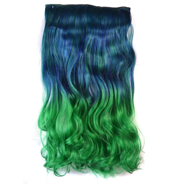 Dadatutu Clip-In Hair Wig for Women - Gradient Color Long Curly Hair Extension, High-Temperature Fiber, Double Weft, Easy to Install & Style