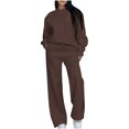 thumbnail image 2 of Wensltd Ensemble à Capuchon pour Femmes Couleur Unie Décontracté Col Ras du Cou Manches Longues Haut et Pantalon, 2 of 7