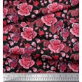 thumbnail image 3 of Soimoi Orange Rayon Fabric Leaves & Floral Printed Fabric 1 Yard 56 Inch Wide, 3 of 3