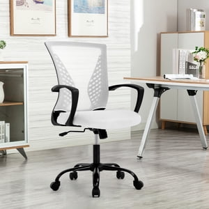 NiamVelo chaise de bureau ergonomique Mid Back Mesh chaise de bureau réglable avec support Lombar & Accoudoir, blanc