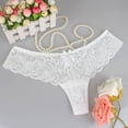 thumbnail image 2 of Birdeem Culotte String Femme Mode Aguichant Dentelle Fleur Gaze Transparente Nœud Taille Basse G-String Pantalon Culottes String, 2 of 3