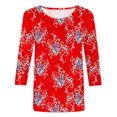 thumbnail image 3 of EQWLJWE Hauts pour Femmes Été 2023 Mode Féminine Manches Trois-Quarts Col Rond Rétro Imprimé de Pâques Blouse Ample Hauts pour Femmes en Liquidation, 3 of 4