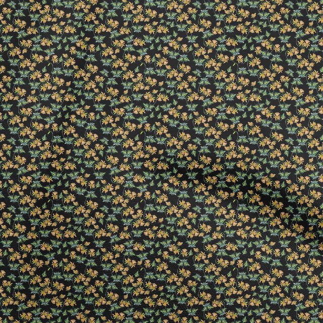 oneOone Polyester Spandex Black Fabric Floral Sewing Craft Projects Fabric Prints By Yard 56 Inch Wide