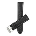 thumbnail image 1 of 30mm Classic Leather Buffalo Pattern Watch Strap Band, White Stitching, Stainless Steel Buckle, 1 of 7