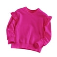 thumbnail image 1 of MeetoTime Chandail à Manches Volantes pour Enfants, Col Rond, Décontracté, Ample, Couleur Unie, pour Bébés Filles de 2 à 8 Ans, 1 of 3