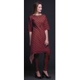 thumbnail image 3 of Bimba Hauts Damassés Rouges à Blocs Imprimés pour Femmes Kurti Asymétrique Robe d'Été pour Filles Très Grand, 3 of 6
