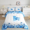 thumbnail image 2 of Erosebridal Monogrammed Bedding Sets Full with Comforter,Personalized Initial Duvet Insert,Letter Decoration,Reversible,3pcs, 2 of 8
