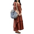 thumbnail image 3 of HIMONE Long Sleeve Solid Color Tunic Dress For Lady V-Neck Button Down Maxi Dress Womens Ruffle Pleated T Shirt Dress Irregular Hem Fake Two Piece Dress Plus Size, 3 of 6