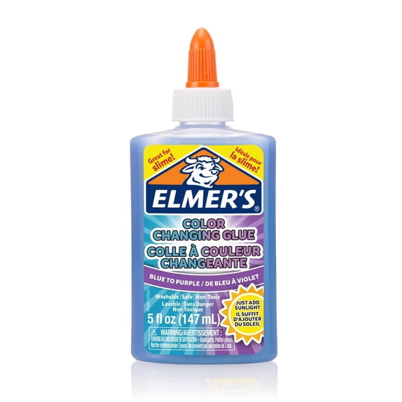 Elmer's Colour Changing Liquid Glue, Great for Making Slime, Washable, Blue to Purple