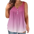 thumbnail image 1 of Dealovy Plus Size Tank Tops for Women Casual Sleeveless Scoop Neck Buttons Ruched Solid Color Loose Flowy Tees, 1 of 4