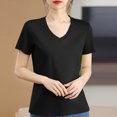 thumbnail image 2 of Timegard Womens Tops V Neck Short Sleeve Comfy Solid Color Basic Tee Casual Loose Workout Top Summer, 2 of 4