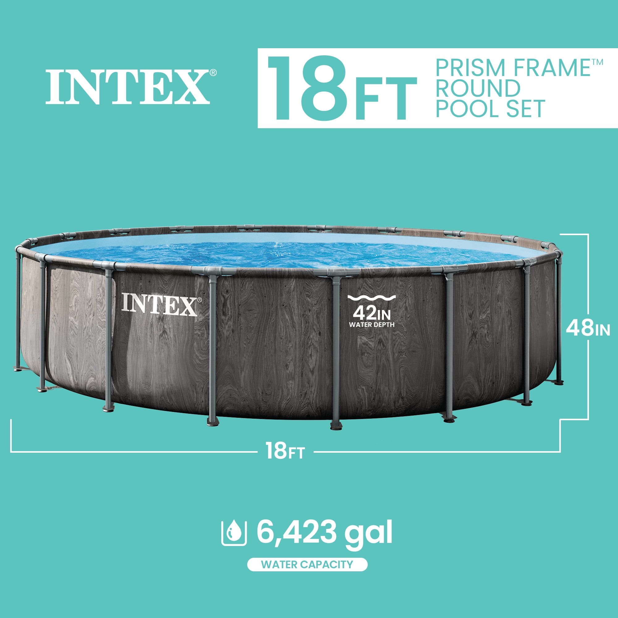 Intex 18Ft X 48In Greywood Prism Frame Premium Pool Set, Age: 6+