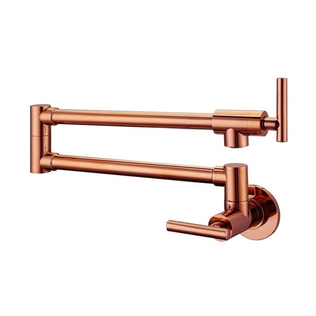 Modern Style Solid Brass Rose Gold Finish Wall Mounted Pot Filler Sink Tap Kitchen Faucet ,Easy to Install