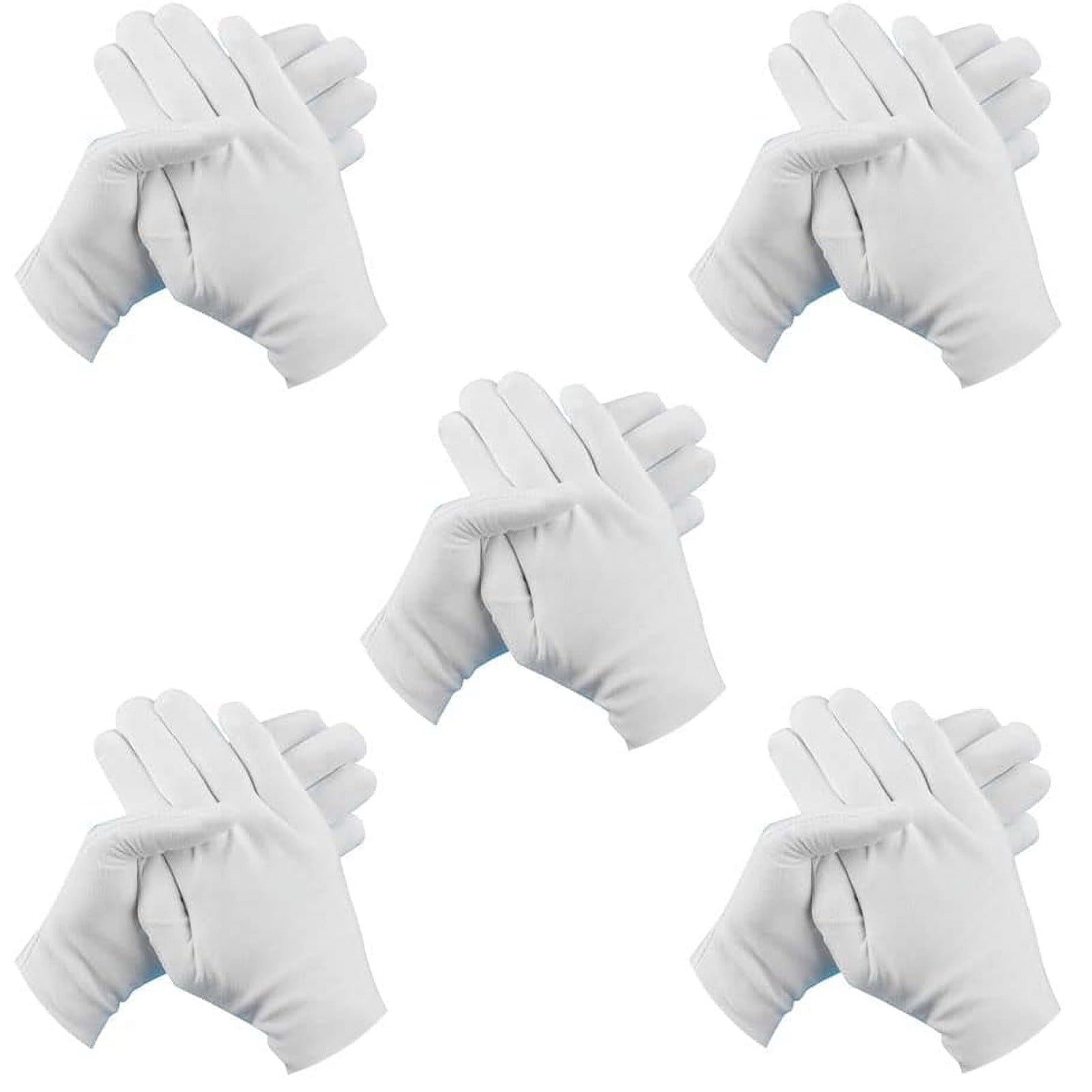 XIPYYKM 5 Pairs of White Cotton Gloves Breathable Work Jewelry Inspection Etiquette Gloves Protective Gear L Clearance Gloves
