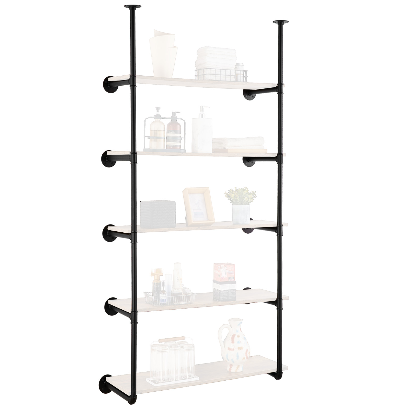 VEVOR Étagère Industrielle 5 Niveaux 2 Pcs 9.84 Po avec Planches Murales Non Incluses