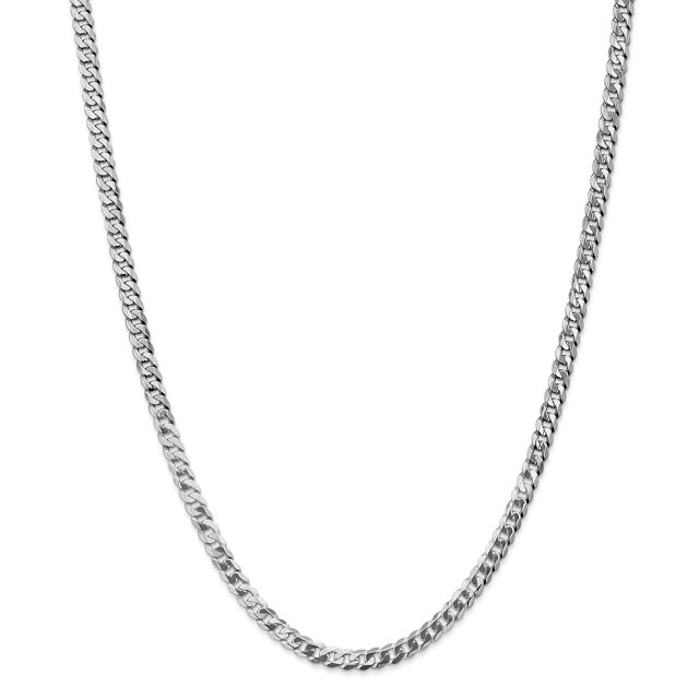14k White Gold 18 Inch 4.75mm Curb Chain Necklace Pendant Charm Beveled