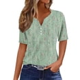 thumbnail image 2 of Blouse à Manches Courtes Imprimée pour Femmes, Col Rond, Hauts Décontractés, 2 of 4