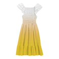 thumbnail image 2 of MIASHUI Robes pour Filles à Manches Volantées Extensibles, Coupe Trapèze Évasée, Robe d'École, Jaune, 9-10 Ans, 2 of 5