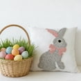 thumbnail image 1 of Weloille Easter Pillow Cover, Embroidered Rabbit Pattern Throw Pillowcase, Soft Breathable Linen Cushion Cover, Decorative Pillow Case for Sofa, Bedroom, Living Room Easter Decor, 1 of 6