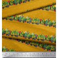 thumbnail image 2 of Soimoi Gold Cotton Duck Fabric Cactus With Conical Pot Tree Print Fabric by the Yard 44 Inch Wide, 2 of 5