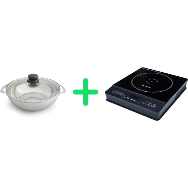 Table de Cuisson à Induction 1800 W + Casserole en Acier Inoxydable
