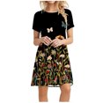 thumbnail image 1 of SMihono Robe d'Été Grande Taille pour Femmes 2023 Décontractée Unie Ample Manches Courtes Robe Ample Imprimé Floral Tournesol, 1 of 8