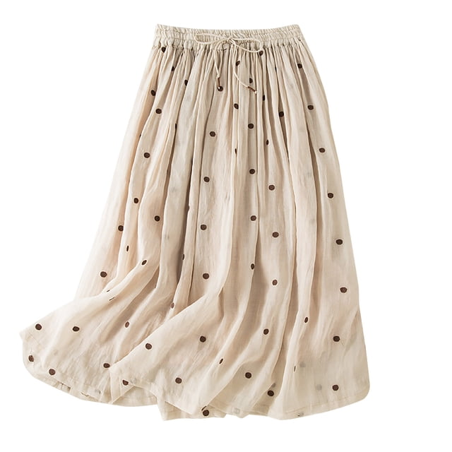 Cameland Jupe Courte d'Été pour Femmes, Mode, Imprimée, à Pois, Bandage, Grande Jupe Évasée