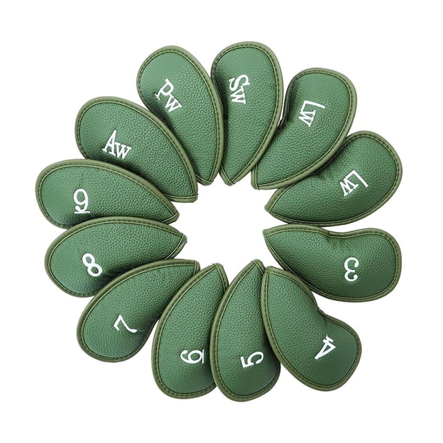 jinwen 12x Golf Iron Head Covers Headcovers Club Protector Green