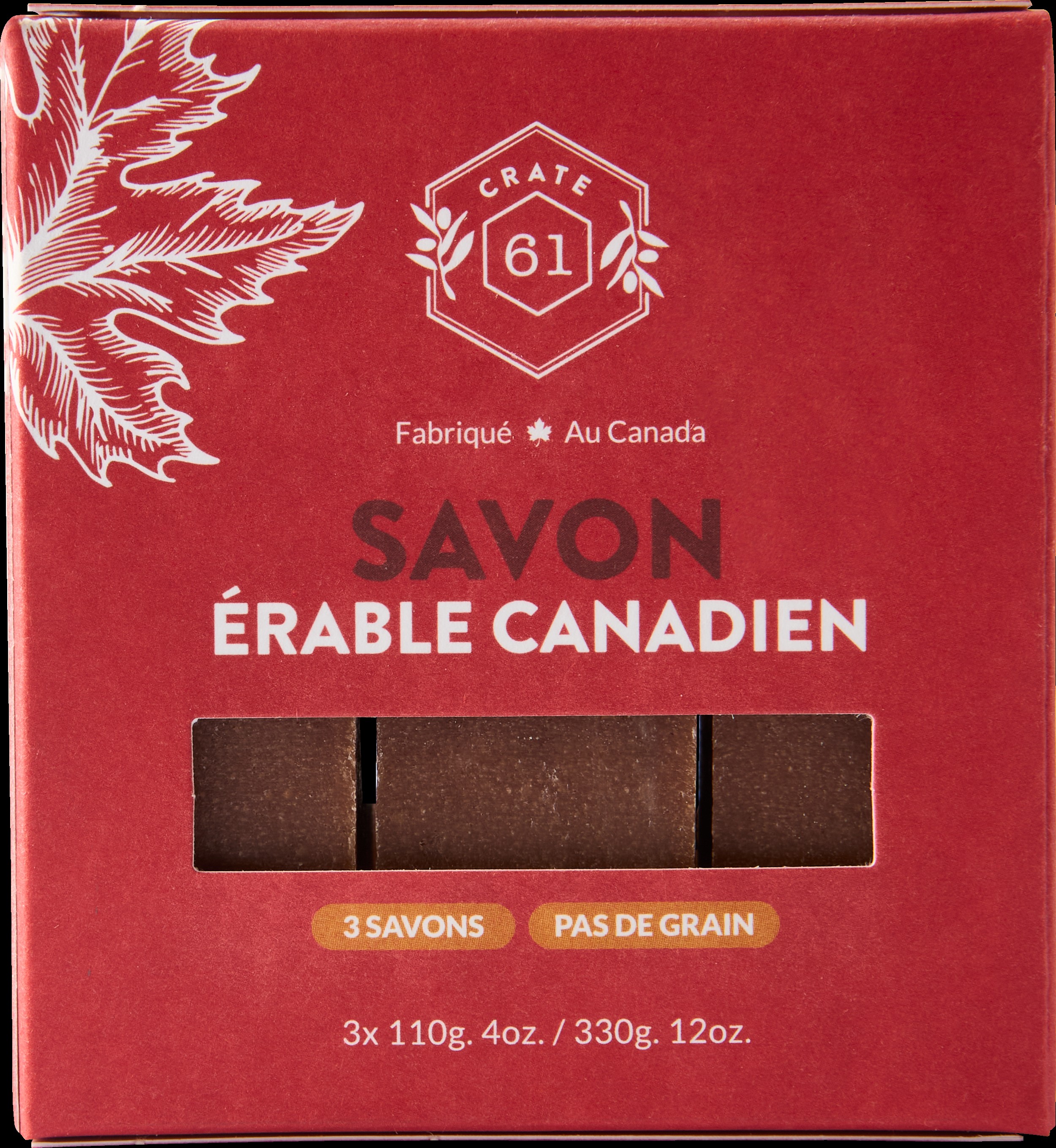 Crate 61 Canadian Maple Bar Soap, 3x110g 4oz. / 330g 12oz.