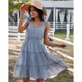 thumbnail image 4 of YNIQUE Womens Summer Casual Spaghetti Strap Smocked Ruffled Vacation Mini Dress, 4 of 6