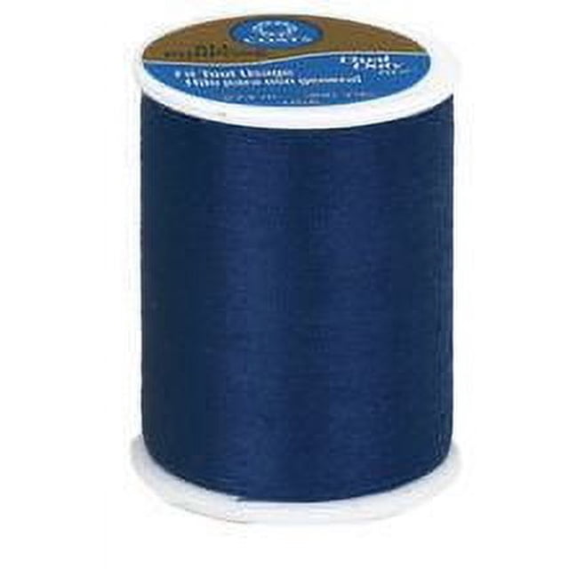 Coats & Clark™ All Purpose 100% Polyester Thread, 300 Yards, spool of dark blue corespun polyester sewing thread for strong, durable seams on light to medium weight woven and knit fabrics, suitable for machine or hand sewing and crafts.
