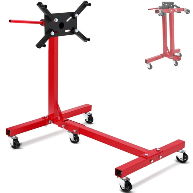 BeesClover Heavy Duty Engine Stand for Auto Repair – Rotating Motor Hoist Dolly with Folding Steel Frame, 4 Adjustable Arms