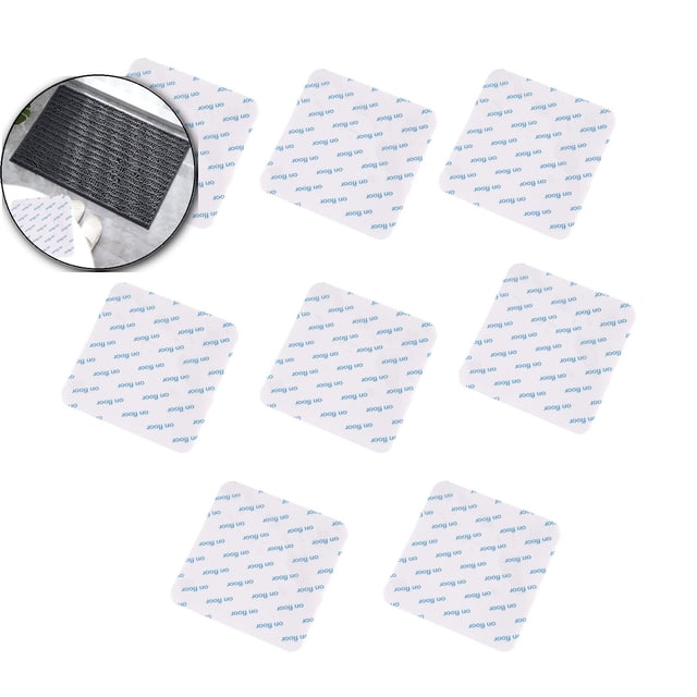 Dvruxg Double Sided Carpet Grippers, 8 Pcs Washable Rug Adhesive Tape, Traceless Floor Mat Stickers for Securing Area Rugs on Hardwood Floors