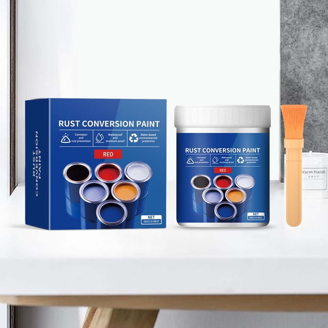 Peinture Convertisseur de Rouille Résistante aux Intempéries pour Métal à Base d'Eau, Peinture Anti-Rouille, Peinture pour Métal, Sans Rouille, Peinture de Conversion de Rouille, Couleur Acier, Rénovations de Tuiles, 300 g